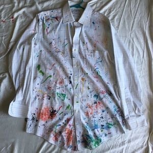 Painted distressed Brooks Brothers button up shirt